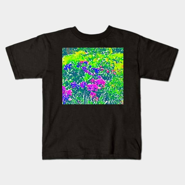 Abstract pink and green floral pattern Kids T-Shirt by Dillyzip1202